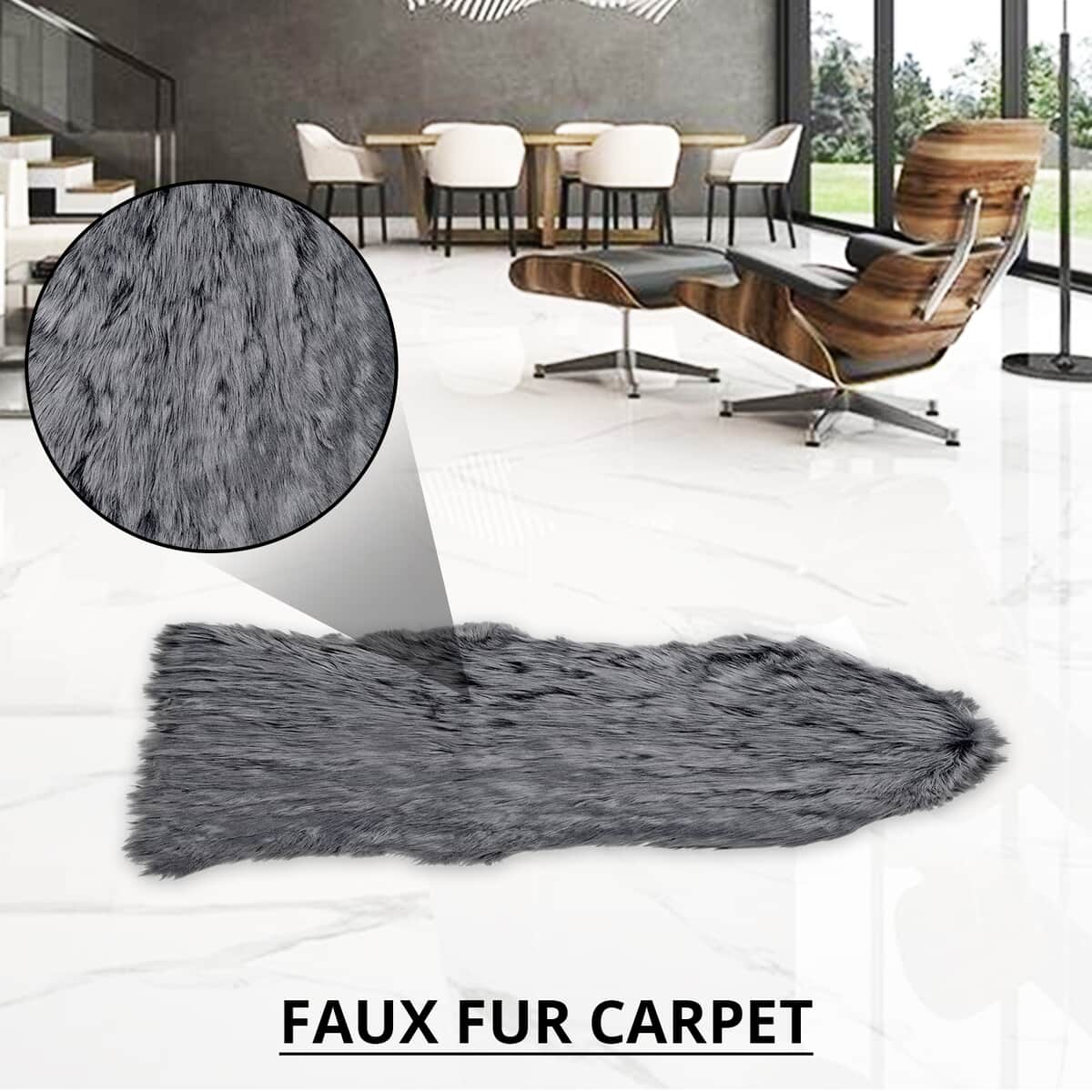 Homesmart Gray Faux Fur Carpet , Stair Carpet , Faux Fur Rug , Carpets for Living Room , Bedroom Carpet image number 1