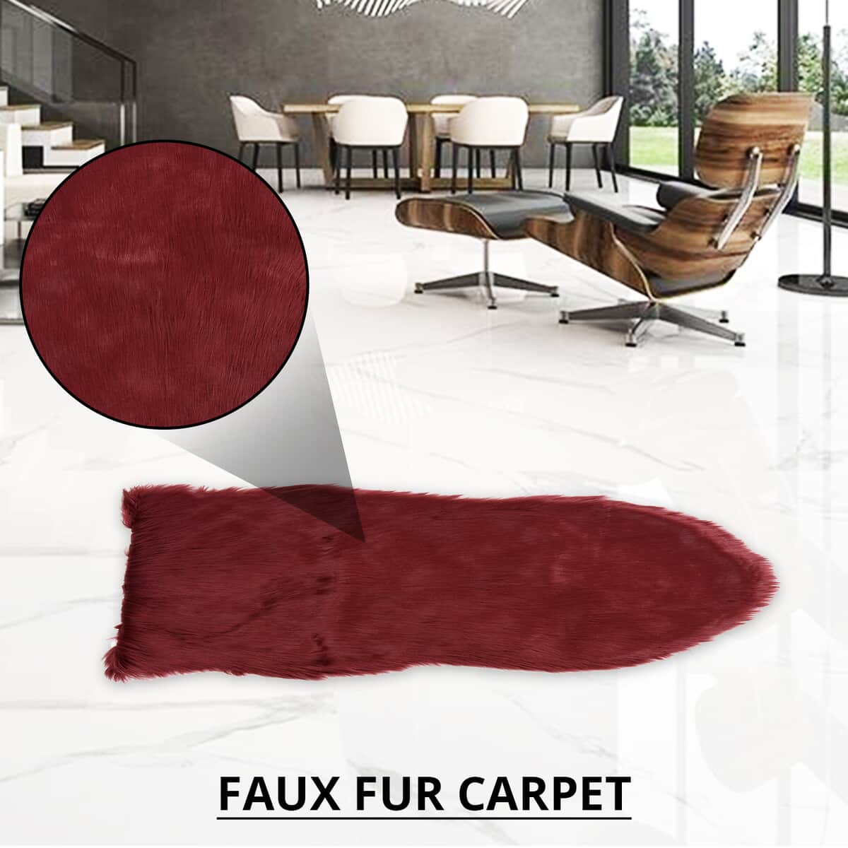 Homesmart Red Faux Fur Carpet , Stair Carpet , Faux Fur Rug , Carpets for Living Room , Bedroom Carpet image number 1