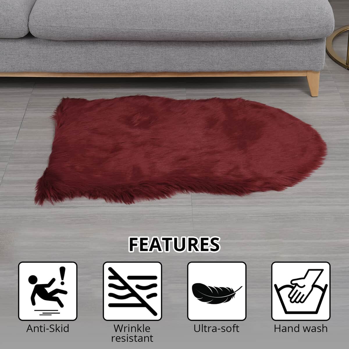 Homesmart Red Faux Fur Carpet , Stair Carpet , Faux Fur Rug , Carpets for Living Room , Bedroom Carpet image number 2