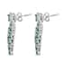 AAA Kagem Zambian Emerald Dangle Earrings, White Zircon Accent Earrings, Emerald Earrings, Rhodium Plated Sterling Silver Earrings,  Green Earrings For Her, Birthday Gift 3.75 ctw image number 5