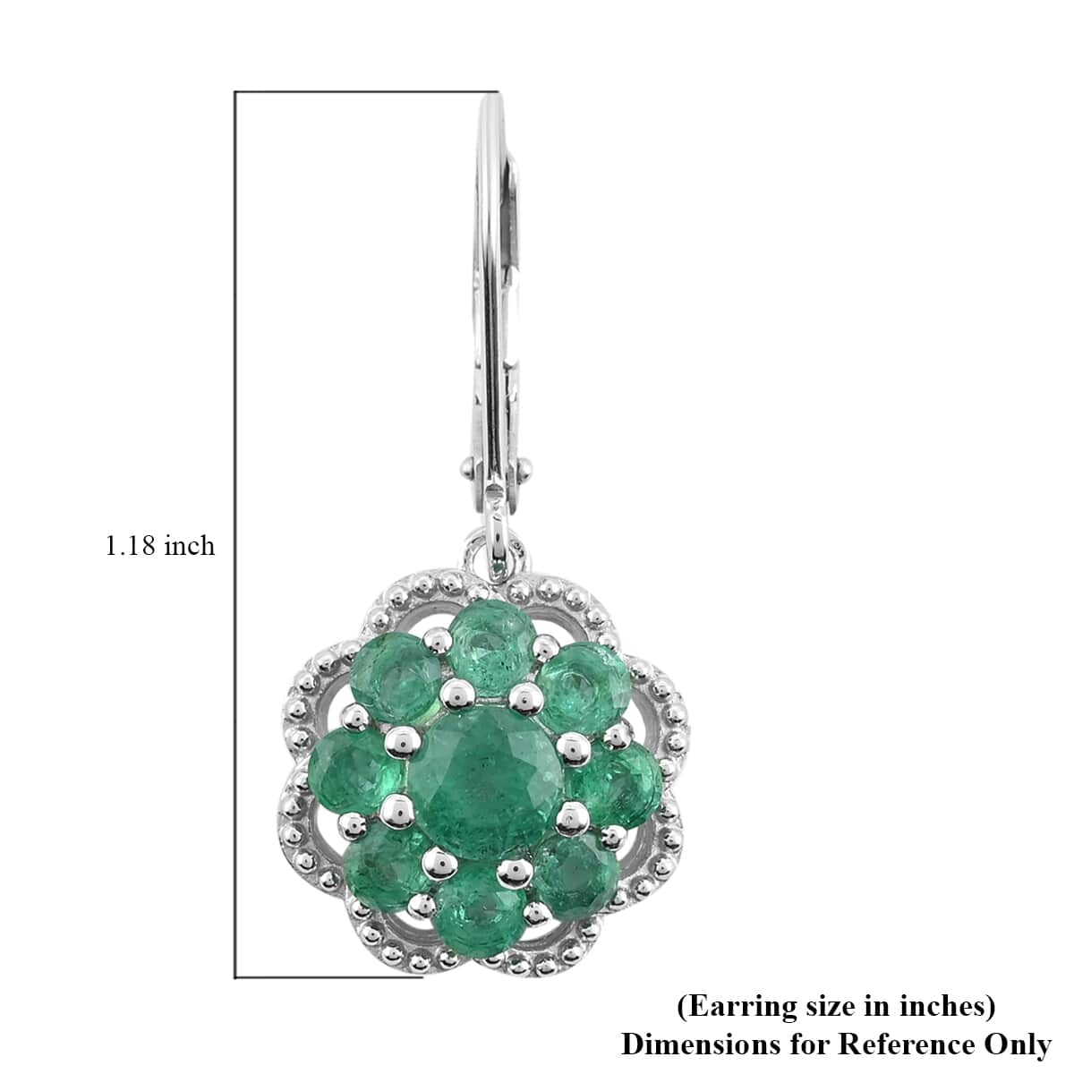 AAA Kagem Emerald Dangle Earrings in Rhodium Over Sterling Silver 2.70 ctw image number 3