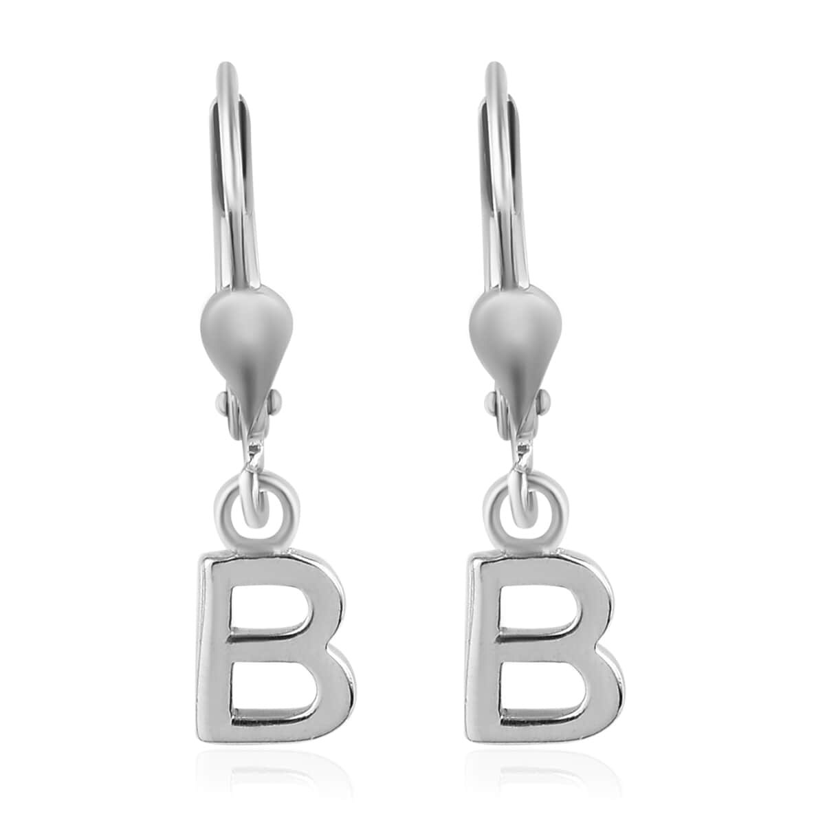 Platinum Over Sterling Silver Initial B Earrings image number 0