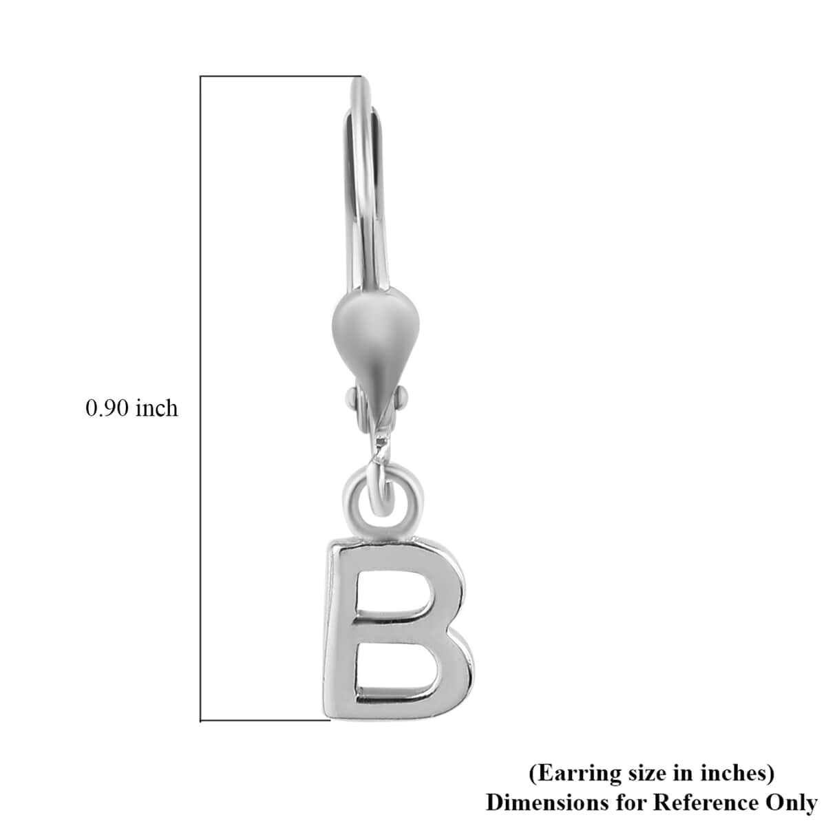 Platinum Over Sterling Silver Initial B Earrings image number 4