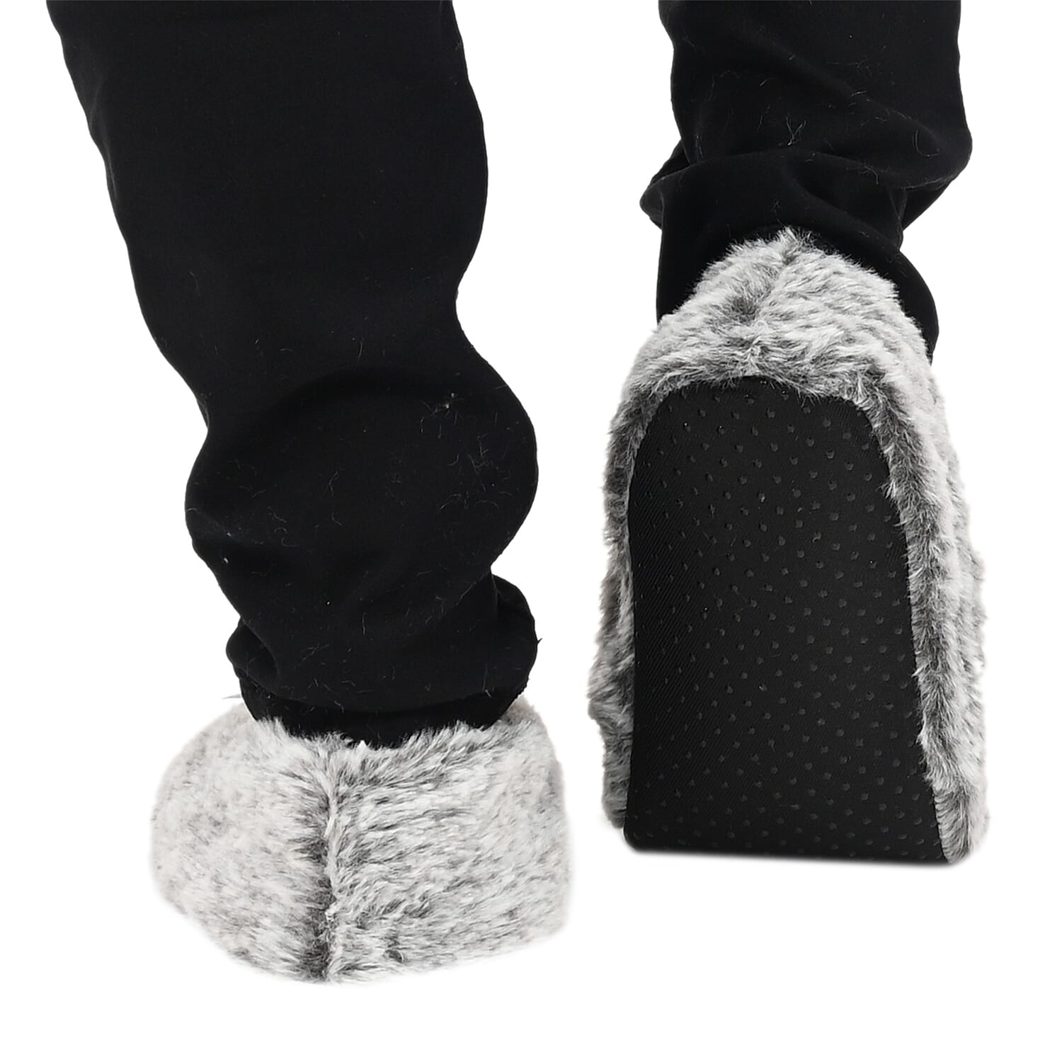 Homesmart Grey Faux Fur Sherpa Bootie Set of 2 Slippers (Women's Size 5-10)