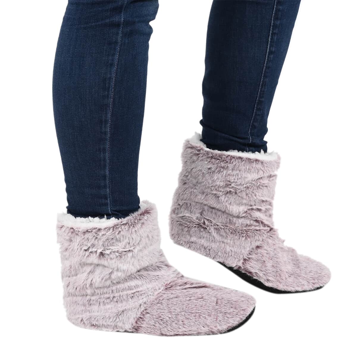 Homesmart Purple Faux Fur Sherpa Bootie Set of 2 Slippers (Women's Size 5-10) image number 2