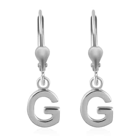 Platinum Over Sterling Silver Dangle Initial G Earrings image number 0
