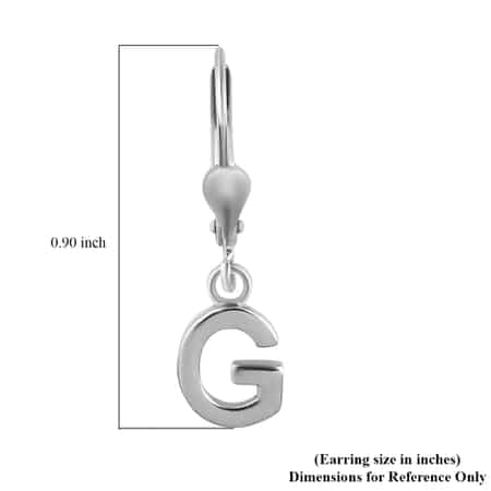 Platinum Over Sterling Silver Dangle Initial G Earrings image number 5