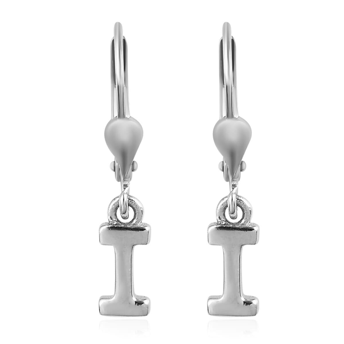 Platinum Over Sterling Silver Initial I Earrings image number 0