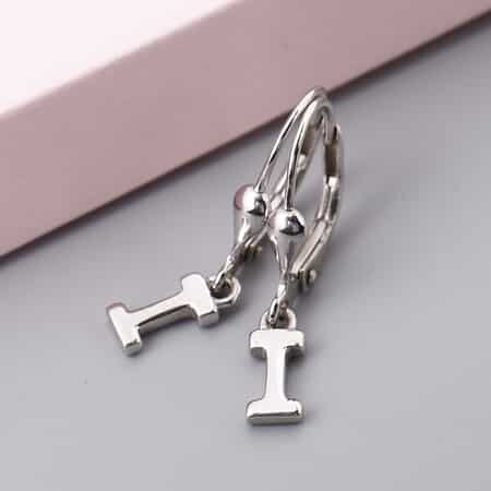Platinum Over Sterling Silver Initial I Earrings image number 1