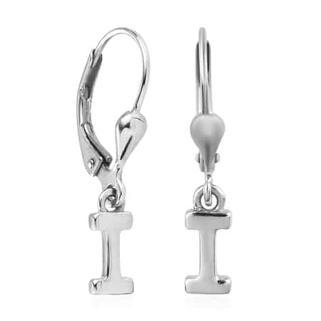 Platinum Over Sterling Silver Initial I Earrings image number 3