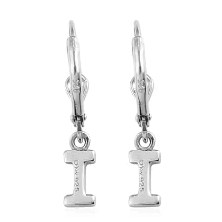 Platinum Over Sterling Silver Initial I Earrings image number 4