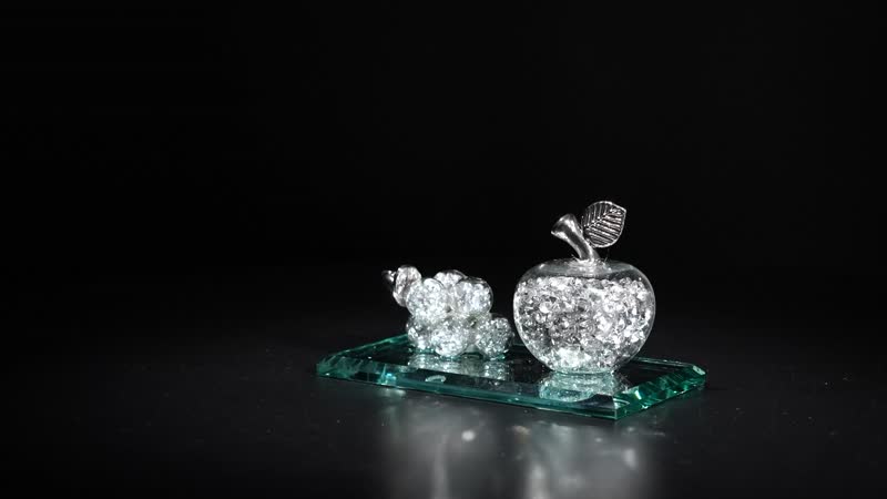Silver Color Apple & Grape Crystal Candle Holder (4.92"x2.68"x2.56")