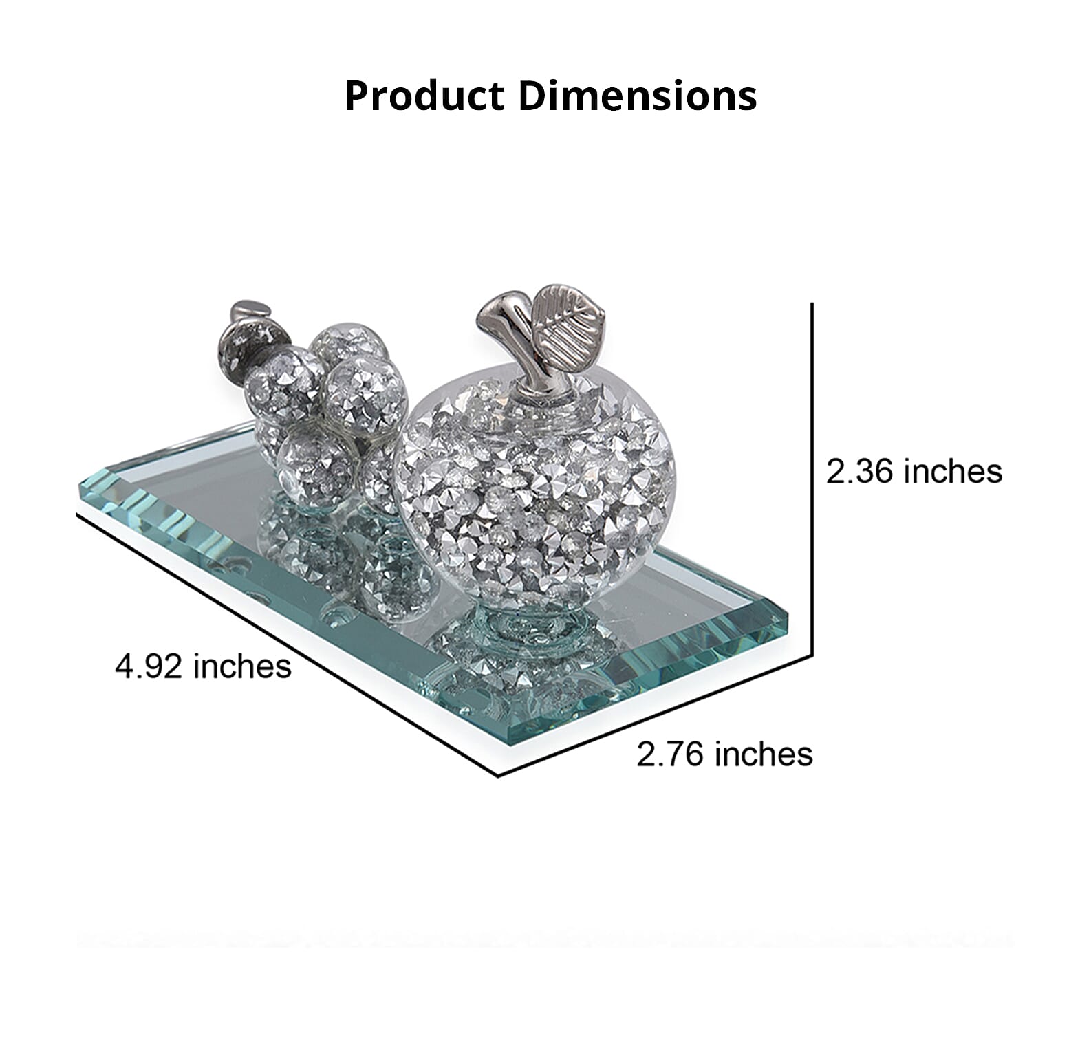 Silver Color Apple & Grape Crystal Figurine