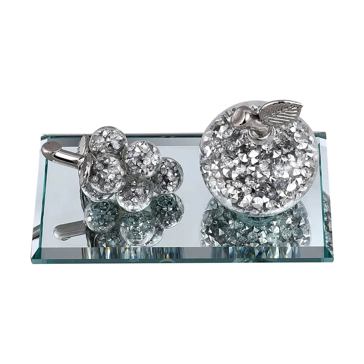 Silver Color Apple & Grape Crystal Candle Holder (4.92"x2.68"x2.56") image number 5