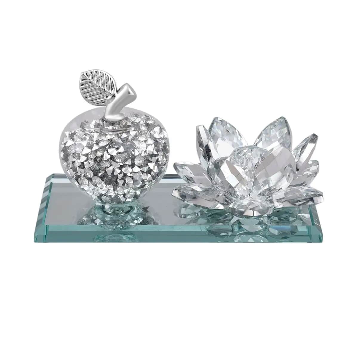 Silver Color Apple & Lotus Crystal Figurine image number 0