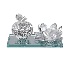 Silver Color Apple & Lotus Crystal Figurine