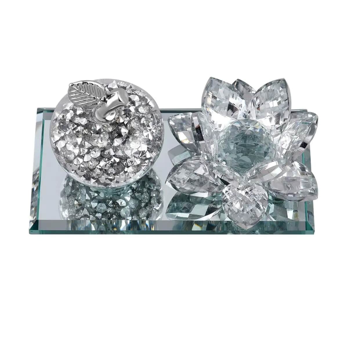 Silver Color Apple & Lotus Crystal Figurine image number 6