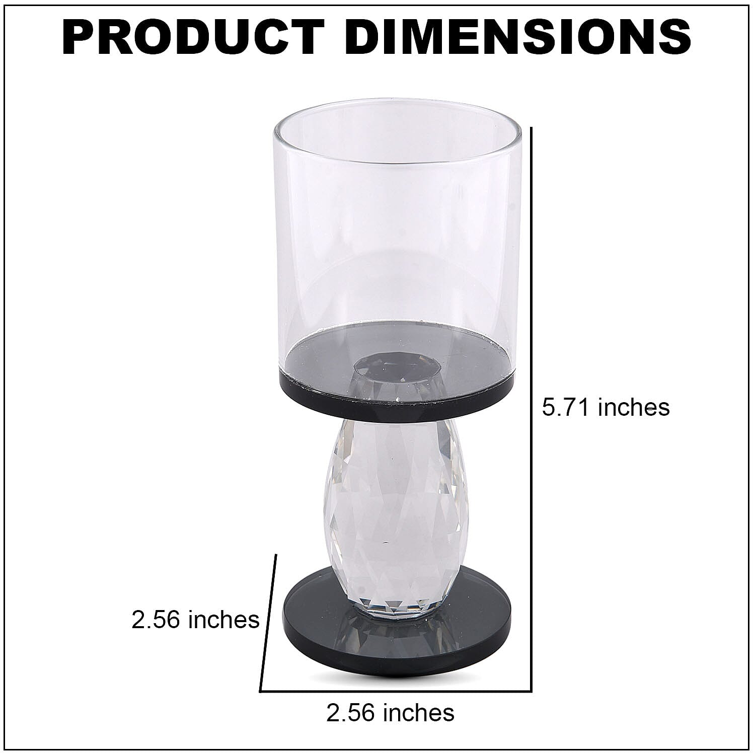 Black Round Cup Crystal Candle Holder