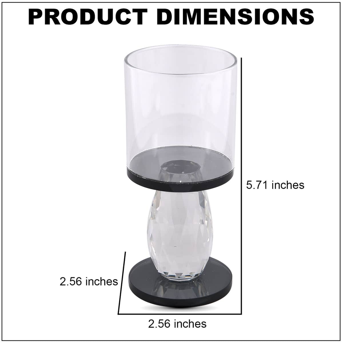 Black Round Cup Crystal Candle Holder image number 3