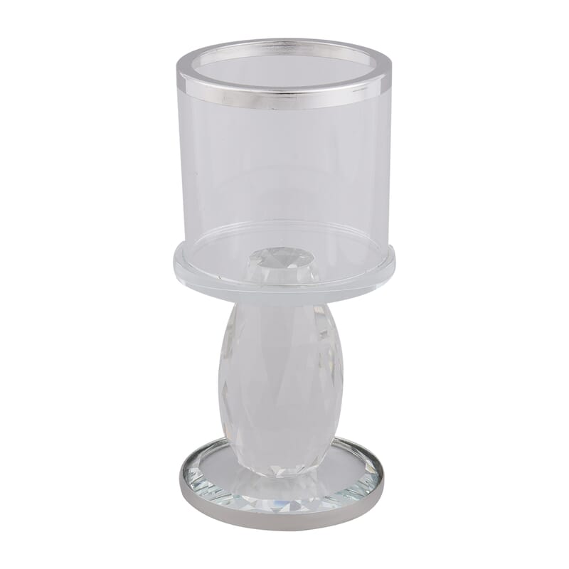 Silver Round Cup Crystal Candle Holder