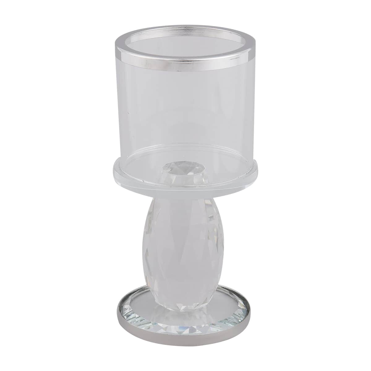 Black Round Cup Crystal Candle Holder (2.56"x2.56"x5.71") image number 0
