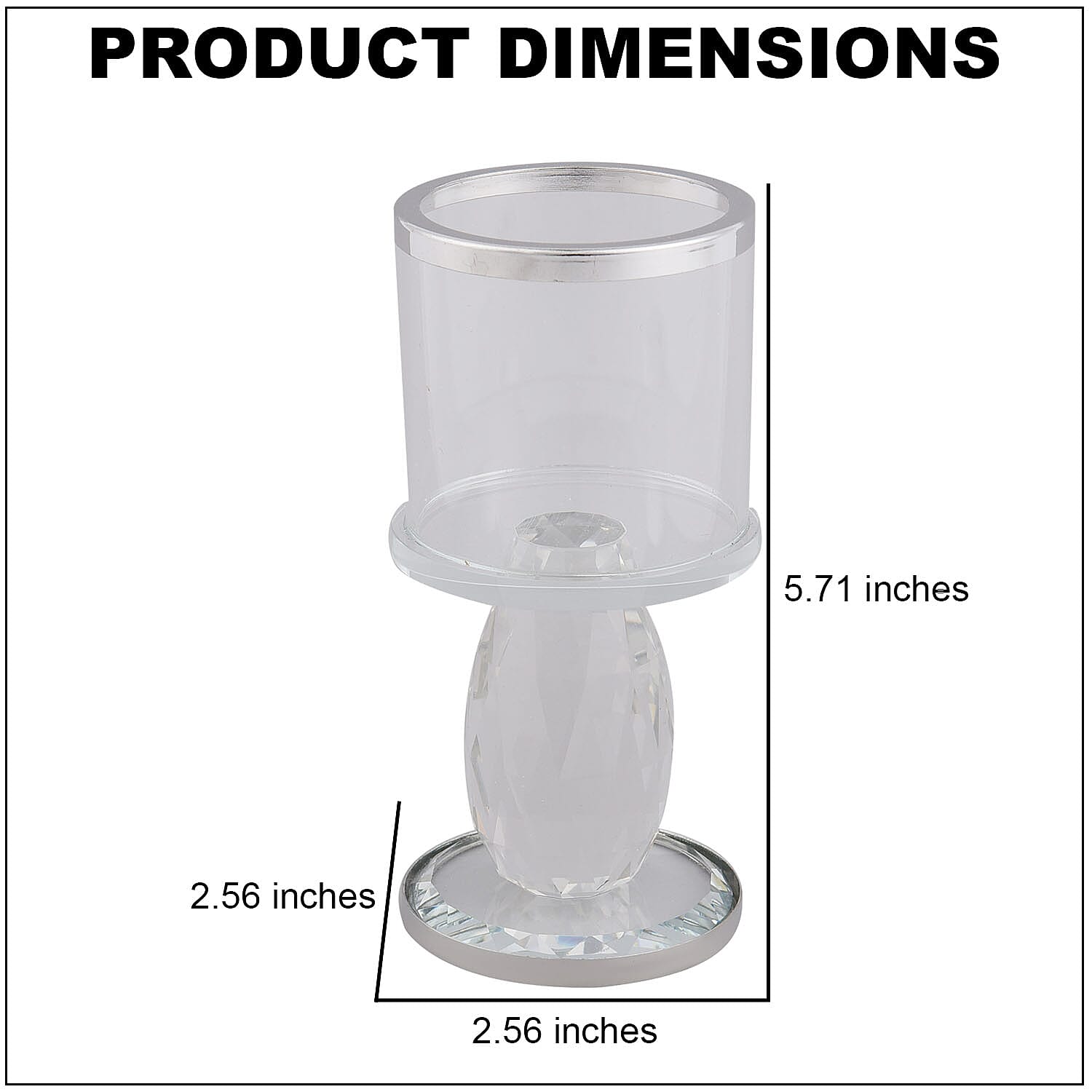 Silver Round Cup Crystal Candle Holder