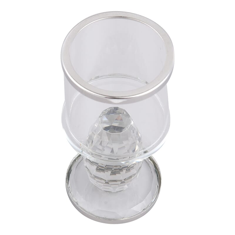 Silver Round Cup Crystal Candle Holder
