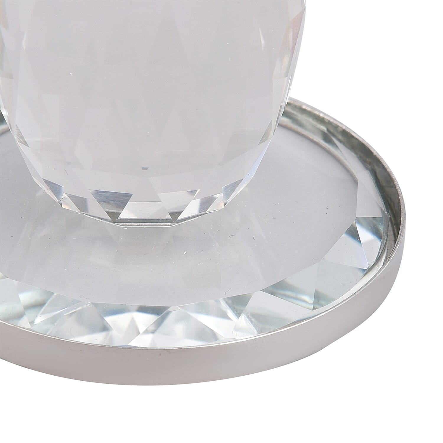 Silver Round Cup Crystal Candle Holder