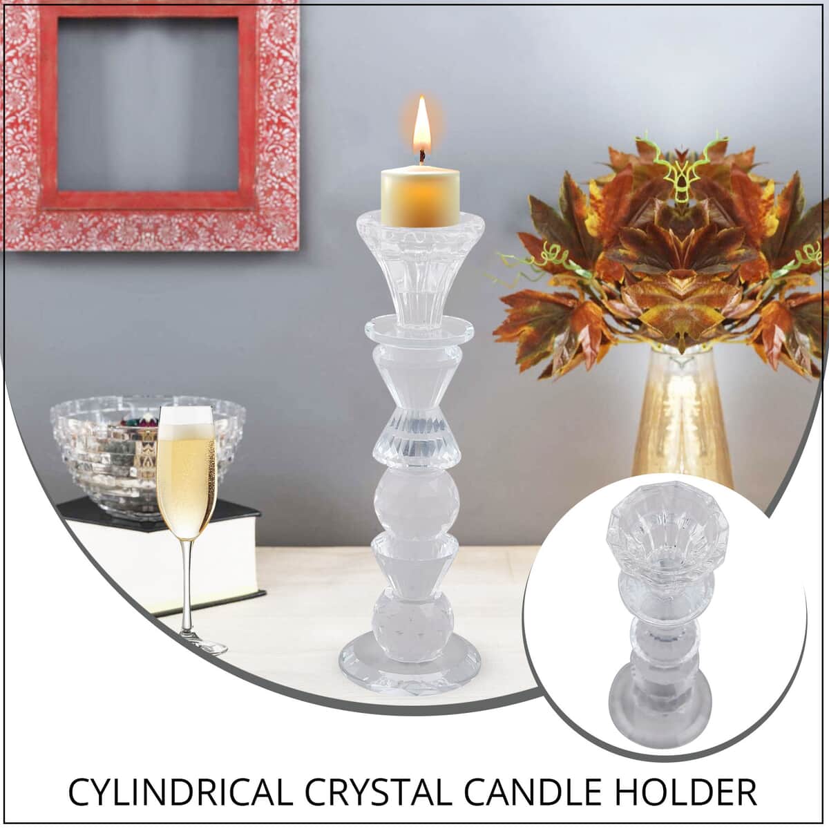 Cylindrical Crystal Stacked Ball Candle Holder image number 1