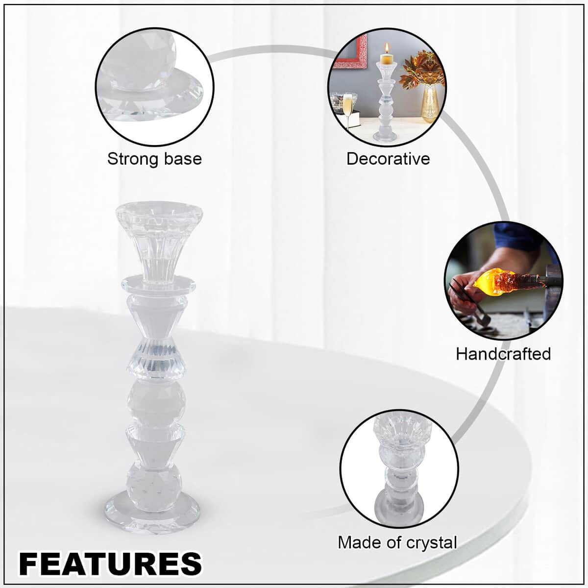 Cylindrical Crystal Stacked Ball Candle Holder image number 2