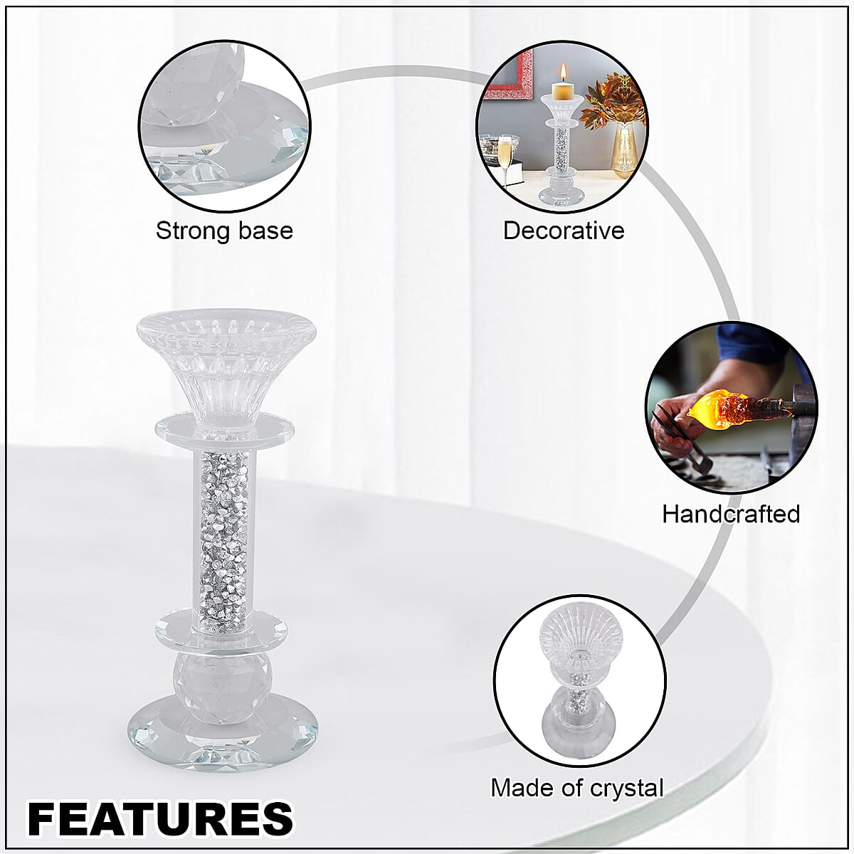 Cylindrical Crystal Lavish Flair Candle Holder image number 2