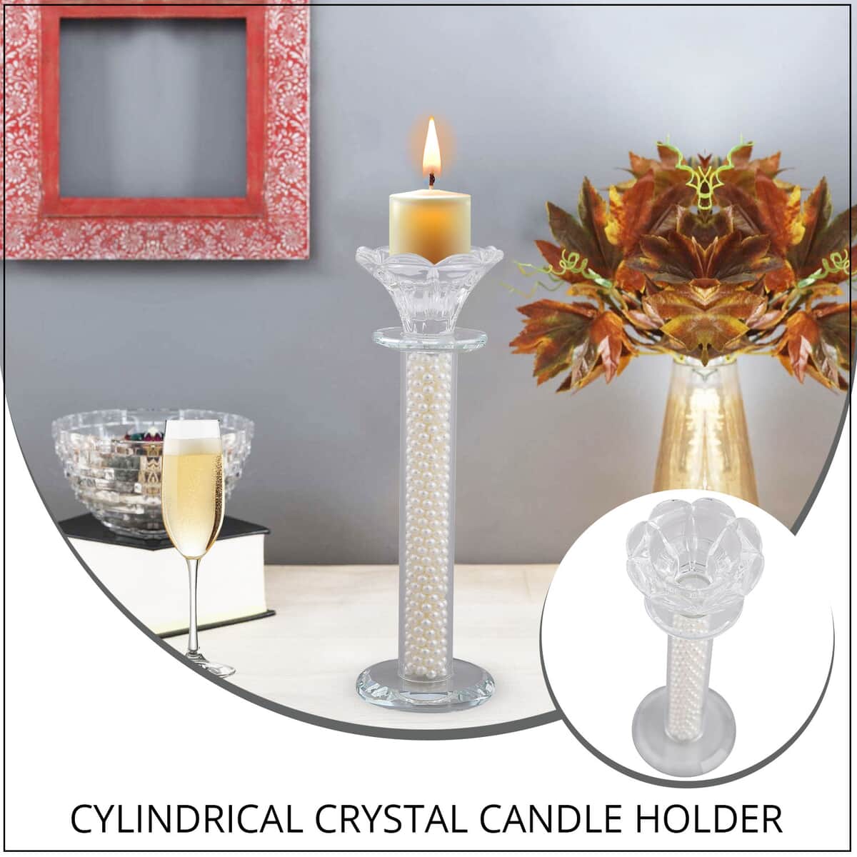 Cylindrical Crystal Flameless Candle Holder image number 1