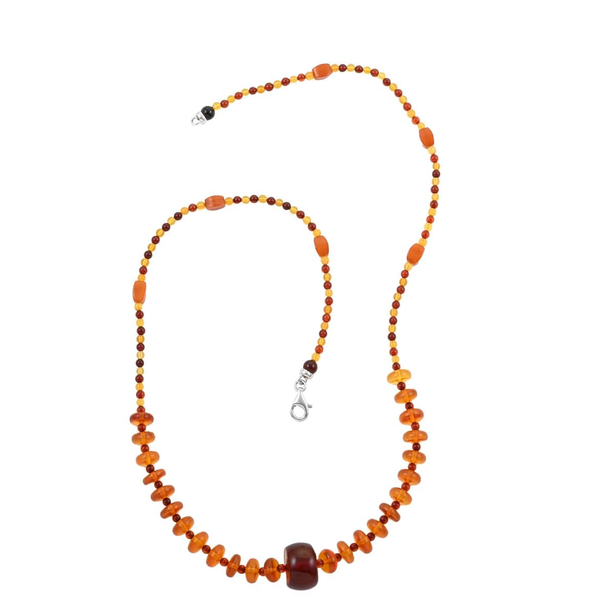 Multi Colored Amber Necklace 24 Inches in Sterling Silver image number 0