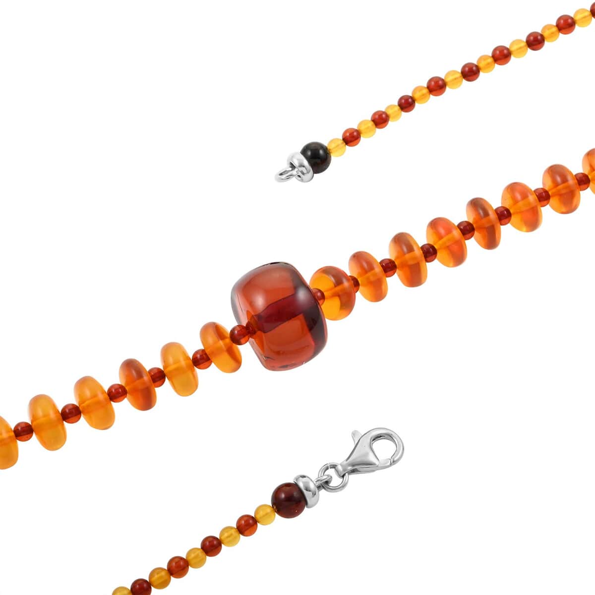 Multi Colored Amber Necklace 24 Inches in Sterling Silver image number 3