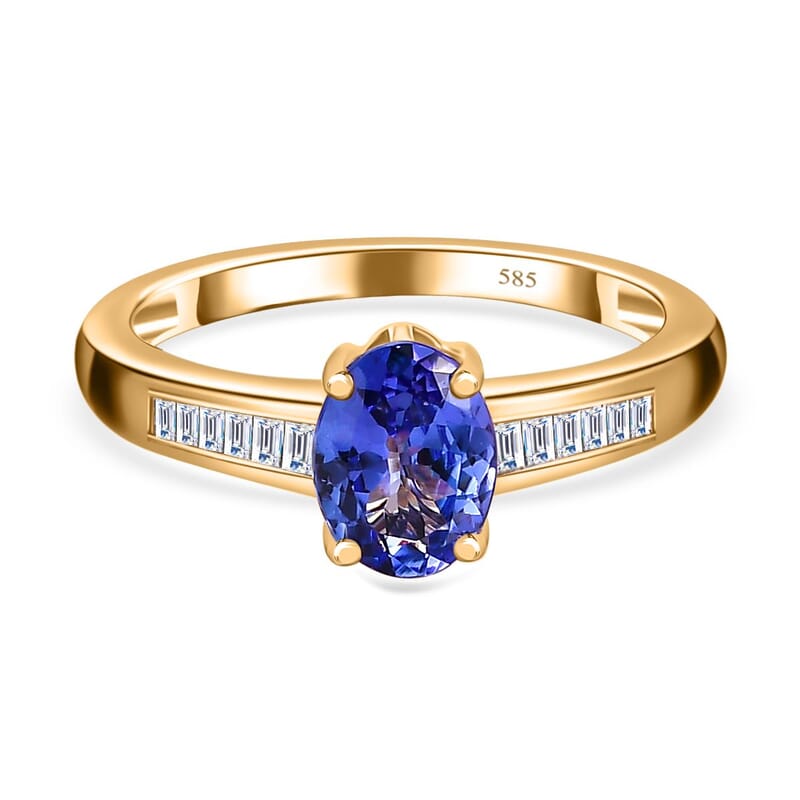 Premium Tanzanite and Diamond I2 1.50 ctw Ring in 14K Yellow Gold (Size 11.5)