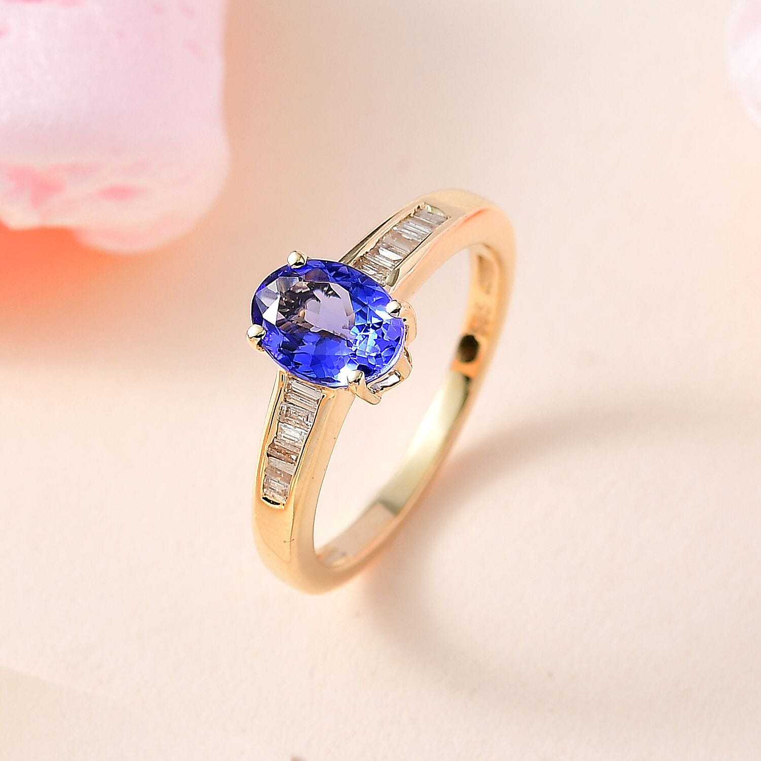 Premium Tanzanite and Diamond I2 1.50 ctw Ring in 14K Yellow Gold (Size 11.5)