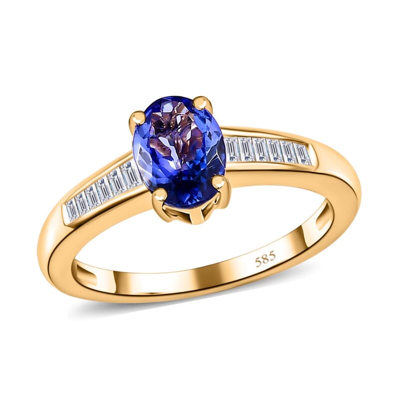 Premium Tanzanite and Diamond I2 1.50 ctw Ring in 14K Yellow Gold (Size 11.5)