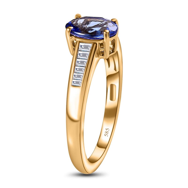 Premium Tanzanite and Diamond I2 1.50 ctw Ring in 14K Yellow Gold (Size 11.5)