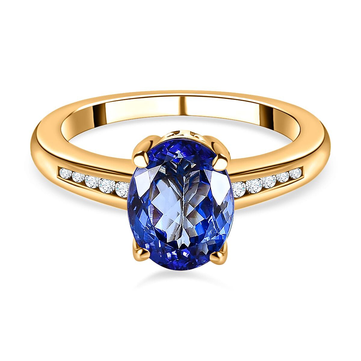 AAA Tanzanite and Diamond I2 2.04 ctw Ring in 14K Yellow Gold (Size 6.5)