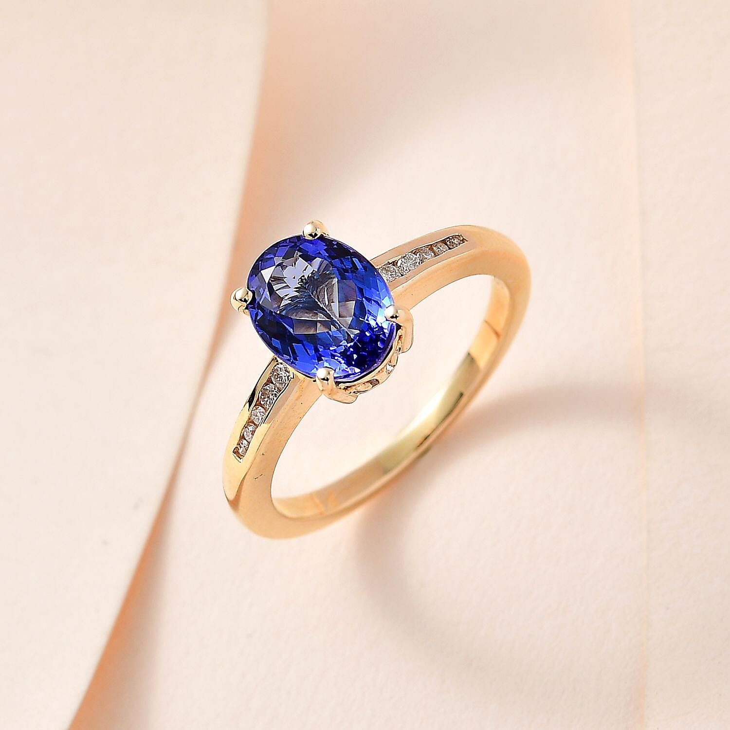 AAA Tanzanite and Diamond I2 2.04 ctw Ring in 14K Yellow Gold (Size 6.5)