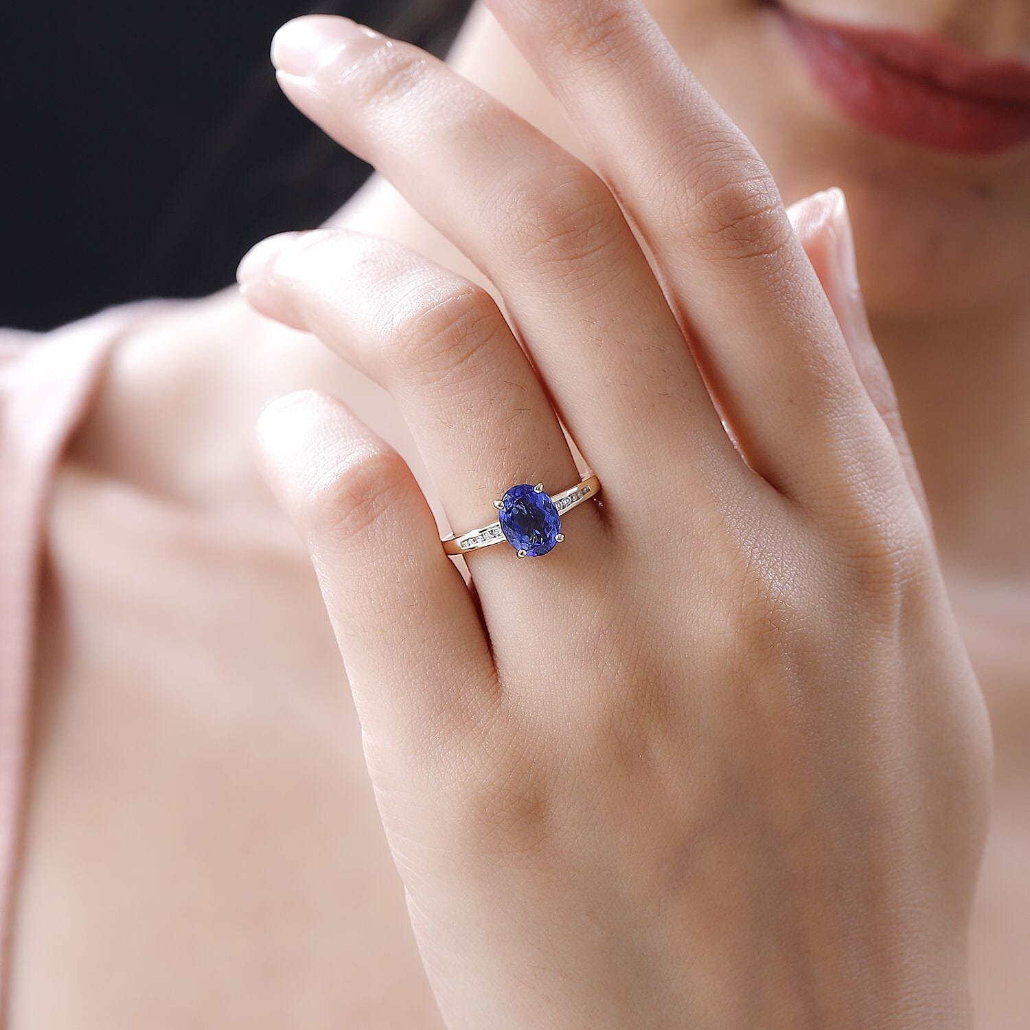 AAA Tanzanite and Diamond I2 2.04 ctw Ring in 14K Yellow Gold (Size 6.5)