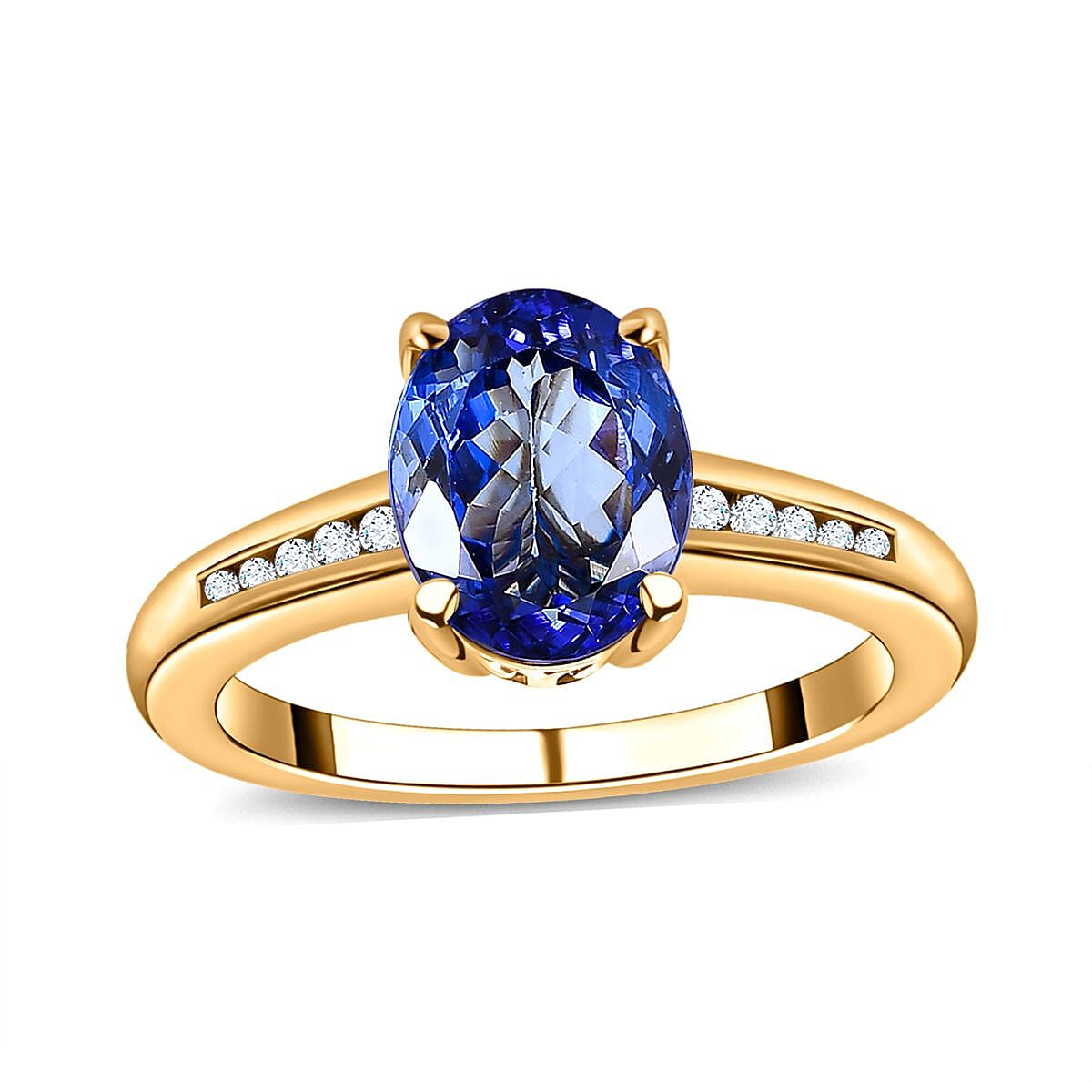 AAA Tanzanite and Diamond I2 2.04 ctw Ring in 14K Yellow Gold (Size 6.5)