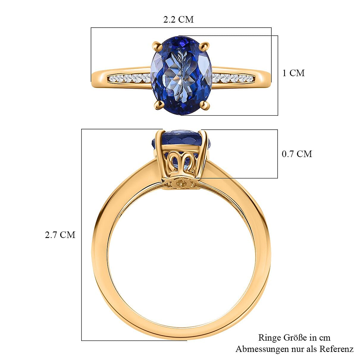 AAA Tanzanite and Diamond I2 2.04 ctw Ring in 14K Yellow Gold (Size 6.5)