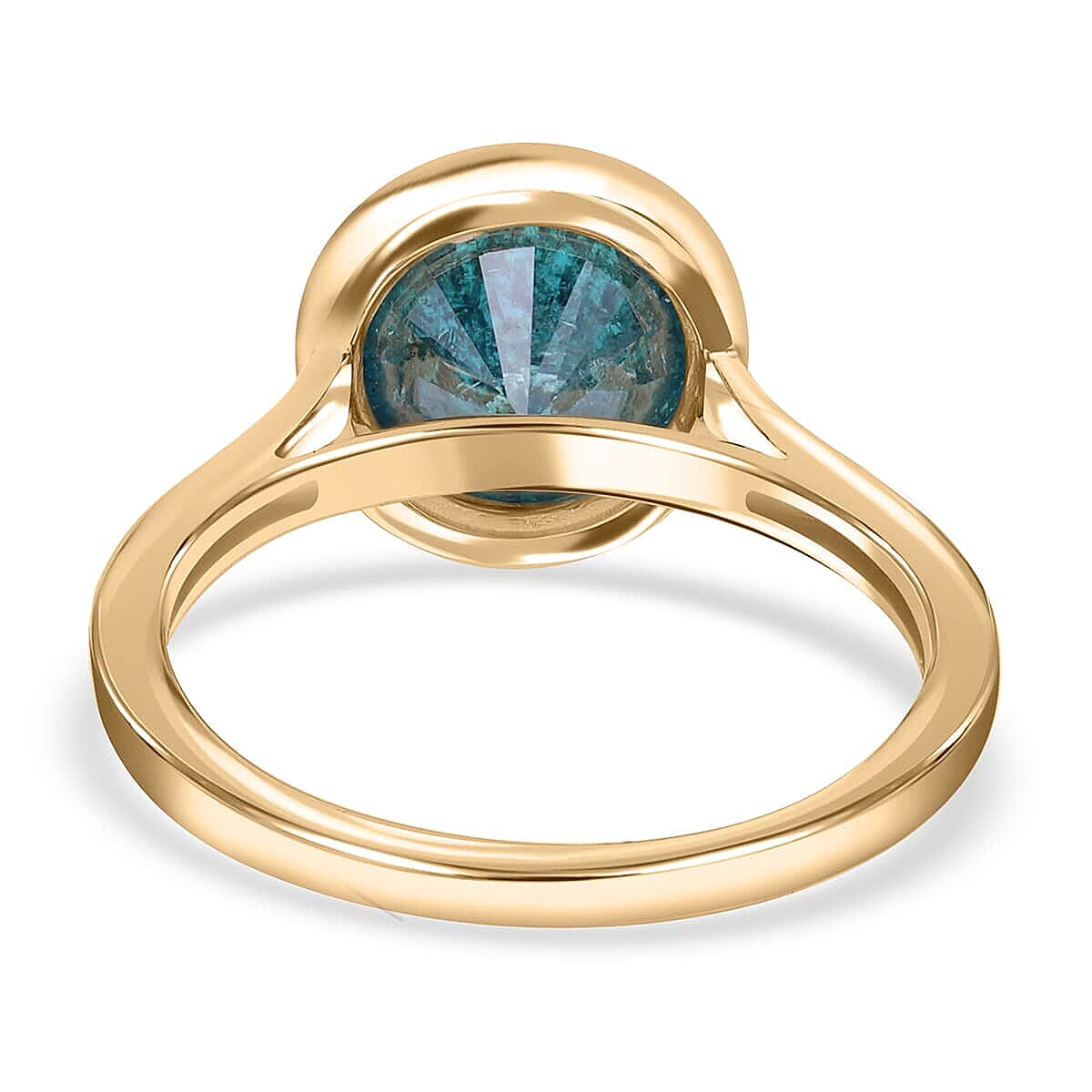 SGL Certified Luxoro 10K Yellow Gold Blue Diamond Solitaire Ring (Size 10.0) 3.15 ctw