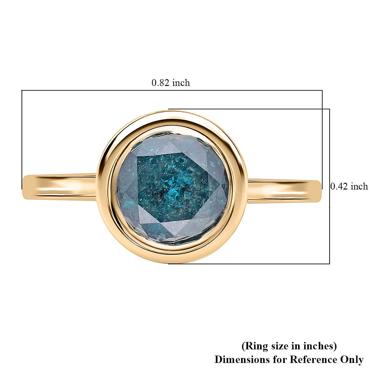 SGL Certified Luxoro 10K Yellow Gold Blue Diamond Solitaire Ring (Size 10.0) 3.15 ctw