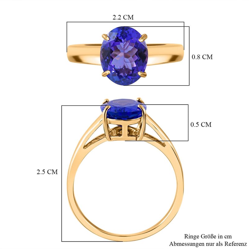 AAA Tanzanite 2.68 ctw Ring in 14K Yellow Gold (Size 11.5)