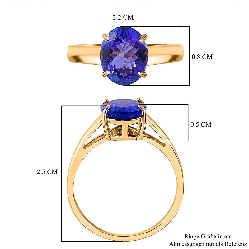 AAA Tanzanite 2.68 ctw Ring in 14K Yellow Gold (Size 11.5)