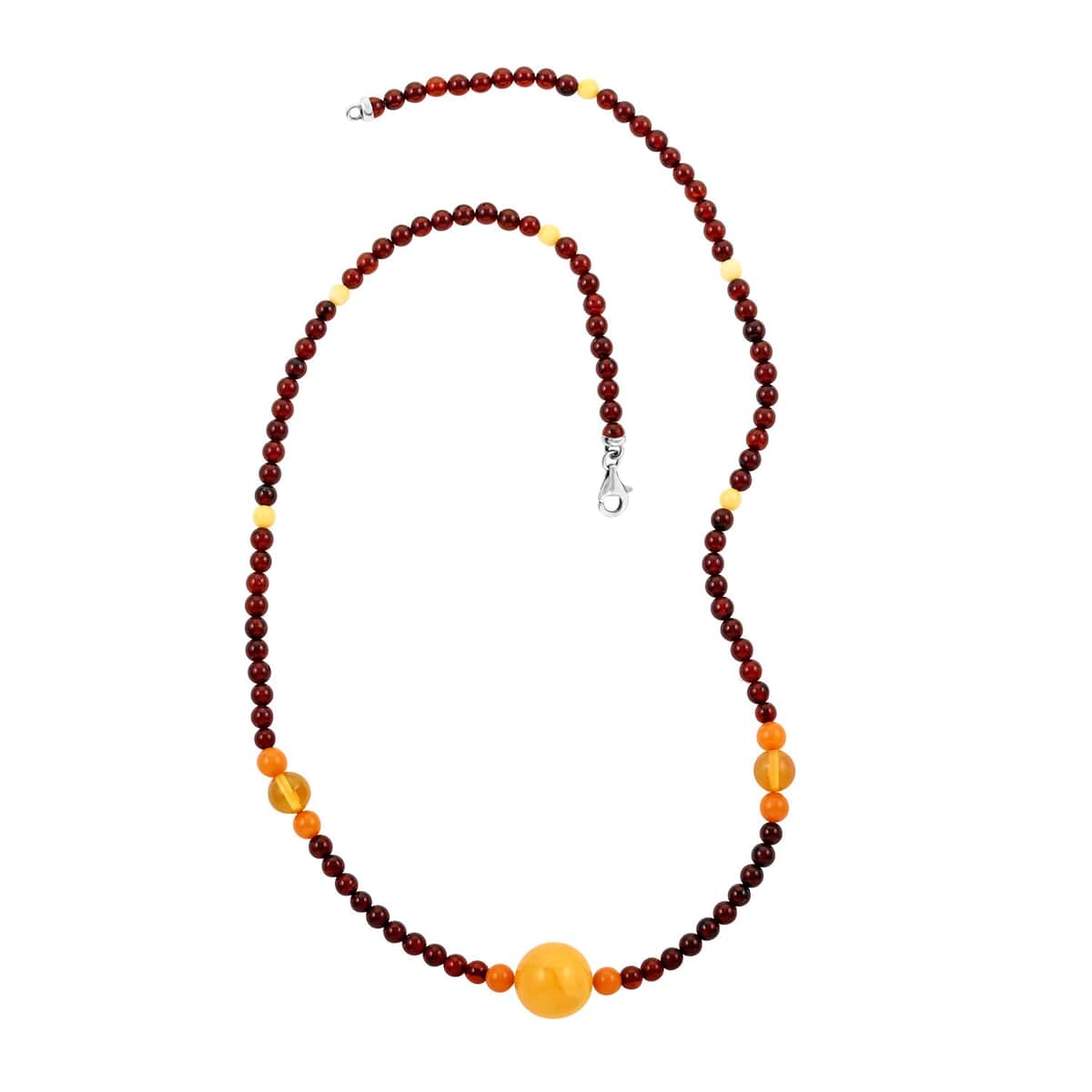 Multi Colored Amber Necklace 23.5 Inches in Sterling Silver image number 0