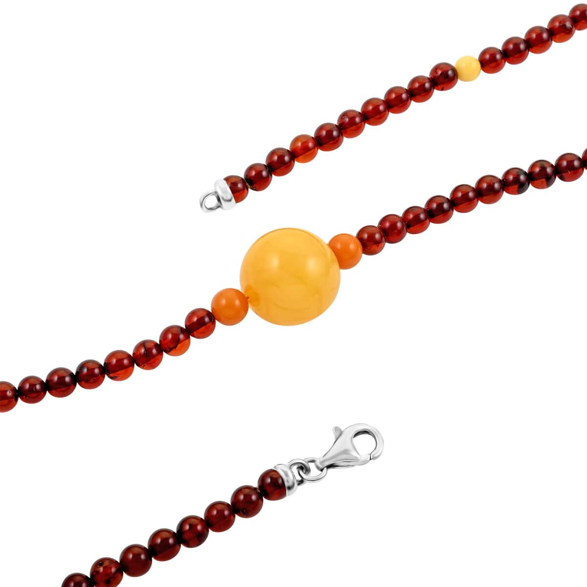 Multi Colored Amber Necklace 23.5 Inches in Sterling Silver image number 3