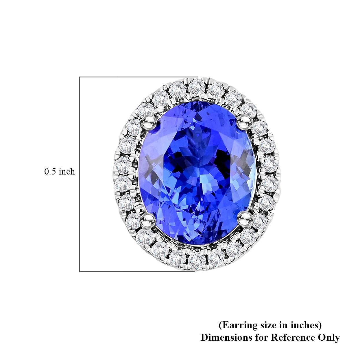 Certified & Appraised Luxoro 14K White Gold AAA Tanzanite and G-H I2 Diamond Halo Stud Earrings 3.75 ctw